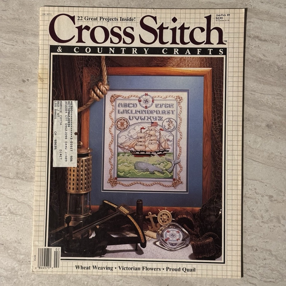 Cross Stitch Country Crafts Jan Feb 1989 Wheat Weaving Victorian Patterns